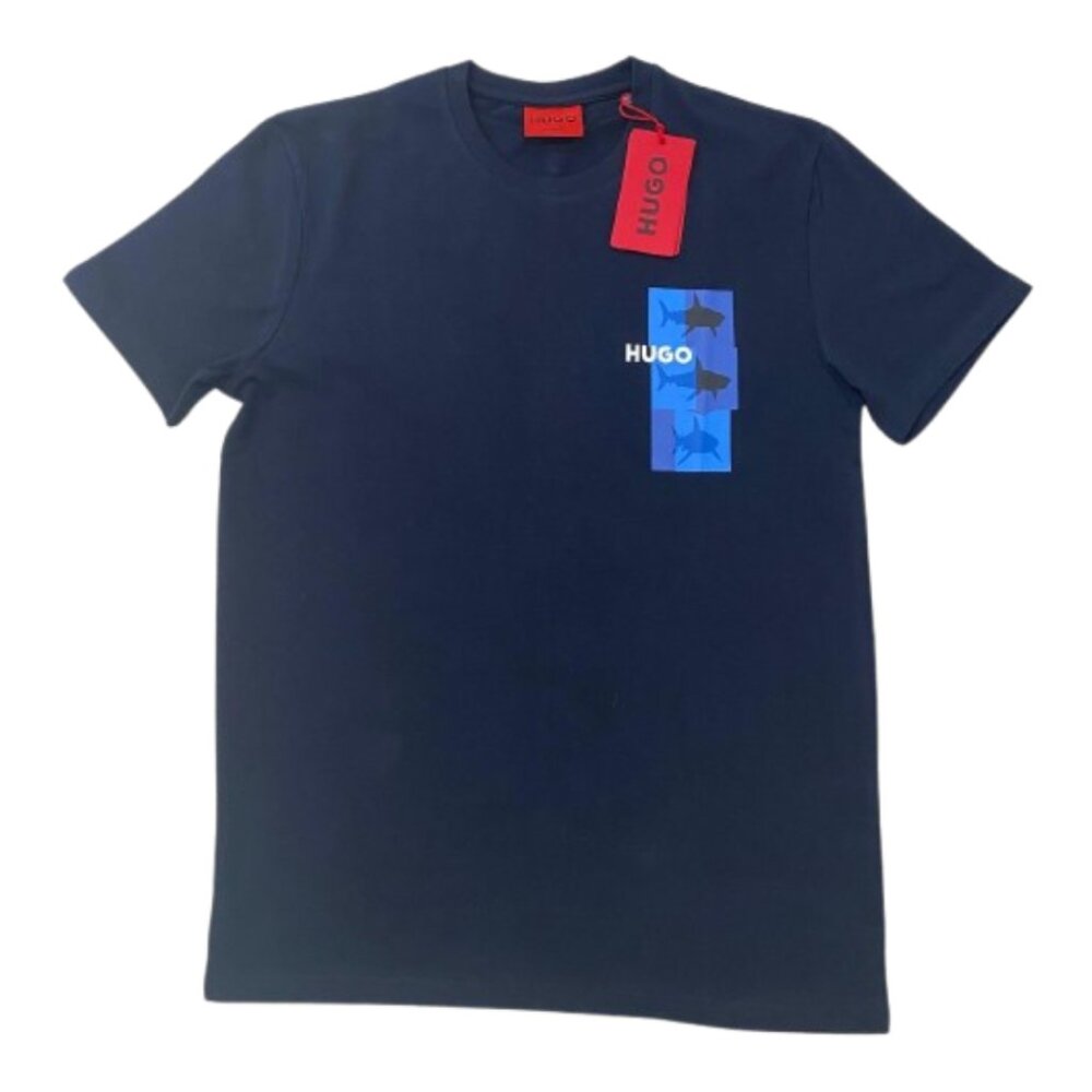 NWT Hugo Boss Men's Red Label Dando Graphic Crew Neck Navy T-Shirt Size S - XXL